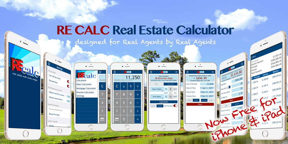 RE CALC app screens